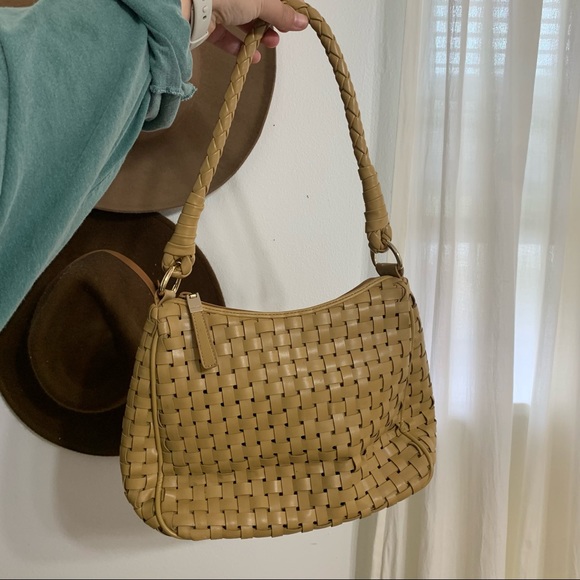 Nine west | camel color woven leather Y2K handbag purse - Picture 5 of 11